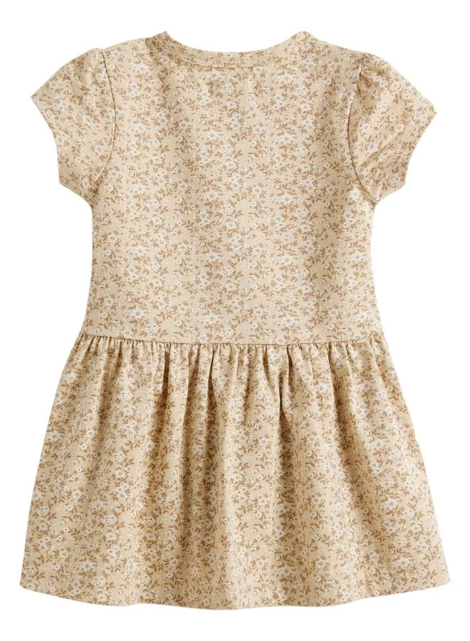 ديركجي فستان قطني بطبعة صغيرة